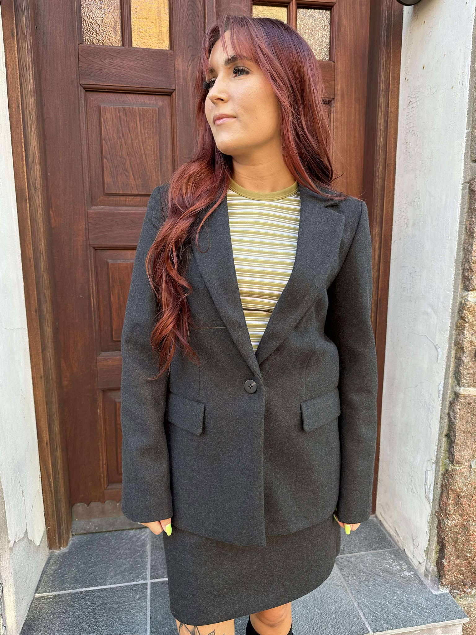 VIDACEY Blazer - Dark Grey Melange